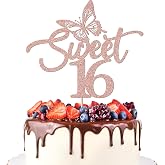 Confetti! Sweet 16 Butterfly-Themed Rose Gold Cake Topper – Perfect for 16th Birthday, Anniversary & Wedding Celebrations