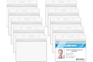 Vicloon Porte Badge, 10pcs Porte-Cartes en Transparent, Porte-Cartes Horizontal en PVC Avec Porte-Badge Nominatif Étanche et Refermable Pour Carte d'Étudiants, Carte De Visite, Carte Bus (Horizontal)