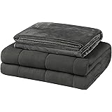 Eugad Gravity e676 Weight Blanket for Adults with Removable Warm Microfibre Covers Grey Heavy Blanket 100% Cotton with Glass 