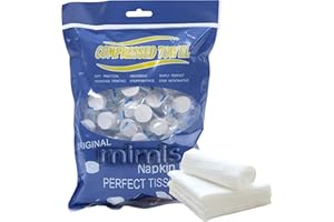 AONAT 100 Pièces Jetables Compressées Serviettes,Portable Serviette Comprimée Serviette de Voyage,Serviettes en Coton Compressé,pour Voyages Camping Piqueniquer Randonnée Sport