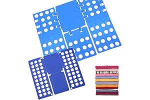 Laufunjoy 2 Pièces Planche à Plier Vêtements, Planche à Plier Le Linge Enfant Adulte Vetement Chemise t-Shirt (68 x 58cm and 48 x 40cm, Blue)