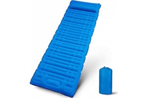 YeXhot Materassino da campeggio autogonfiante, da campeggio con pompa a pedale, per esterni, resistente all'umidità, antiscivolo, multiuso, per escursioni, viaggi, spiaggia (blu)
