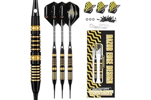 ‎TURNART Turnart Dartpfeile mit Kunststoffspitze,18g Brass Softdarts,dartpfeile Profi für Elektronische Dartscheibe,Dart Set mit 30pcs Dartpfeil Spitzen 6 Flights 6 Flügen 1 Werkzeug und 3 O-Ringe