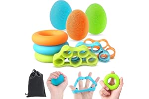 Tigayhc Ensemble de 9 pièces de renforcement de poignée, soulagement du Stress pour Les Doigts,kit de Balle à Presser pour la Force de préhension, Pince à Doigt en Silicone,Sport,Fitness