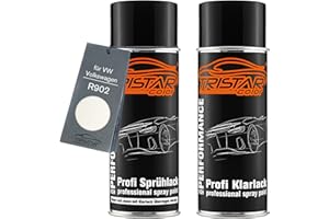 TRISTARcolor Vernice per auto Kit di bombolette spray per VW/Volkswagen R902 Grauweiss vernice di base vernice trasparente bomboletta a spruzzo 400ml