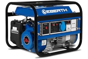 ‎EBERTH EBERTH 1000 Watt Notstromaggregat Stromerzeuger Stromaggregat mit 3 PS Benzinmotor, 4-Takt, luftgekühlt, 1x 230V, 1x 12V, Seilzugstart, Voltmeter, Tankanzeige, Überlastschalter, tragbar 21 kg Gewicht