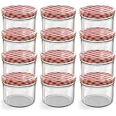 Lot De 12 Bocaux En Verre 230ml Avec Couvercles Dorés - Petits Pots à Confiture Hermétiques