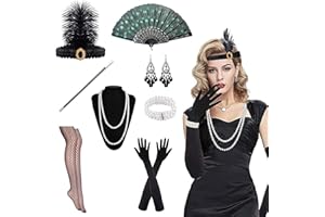 23GUANYI 90s Fancy Dress Costumes, 1920s Accessories for Women, Fancy Dress for Adults, 20s Accessories Set Retro Style Headband Set of 8