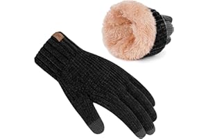 Bequemer Laden Mujeres Invierno Guantes Tactiles Termicos Chenilla Doble Forro Guantes de Punto para Clima Frío Regalo Mujer