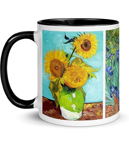 The Leonardo Collection Tazza Van Gogh - Set Regalo Con Sottobicchiere, Ceramica Per Caffè E Tè - 2