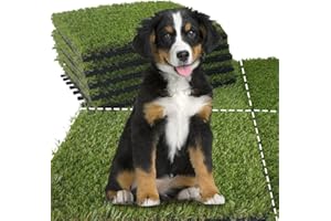Qingbei Rina Set di 9 mattonelle artificiali in erba sintetica ad incastro per tappeto erboso, autodrenante, tappetino decorativo per pavimenti, per cani, animali domestici, interni ed esterni