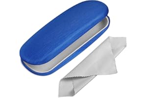 FINTIE Custodia Occhiali Rigida, Portatile Porta Occhiali da vista, Portaocchiali con Panno Pulizia Occhiali per Donna Uomo