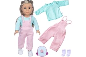 CARREUTY 4 sztuki ubrań dla lalek w wieku 14, 16, 17 cali, ubranka dla lalek, 36-43 cm, 1 długi rękaw, 1 para sznurków, 1 para skarpet, 1 plecak syrenki, prezent urodzinowy dla dzieci