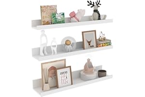 EXYGLO Mensola da Muro, Mensola Galleggiante Bianca, Salvaspazio per Camera da letto, Soggiorno, Bagno e Cucina,60 cm Set di 3