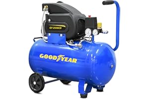 Goodyear - Compresor de Aire 50 Litros, Capacidad de Aspiración 188 litros/minuto, 2.800 rpm, Presión Nominal 8 bares/115 PSI, Protección Sobrecarga, Regulador de Alta Resistencia