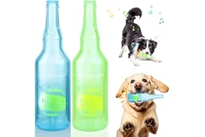 GLIROP Dog Chew Toys, Squeaky Dog Toys with Tennis Ball Indestructible Bottle Puppy Toys for Small Medium Large Dog Outdoor Playing Training Chewing Dental Care Teeth Nteractive (Blue & Green, Small)