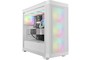 GAMDIAS ATHENA M3 Case PC Gaming EATX Mid Tower - Frontale in Mesh ad Alto Flusso d'Aria - 4 Ventole PWM ARGB da 120mm con Hub - Pannello Laterale in Vetro Temperato - Supporta 2x360 - Sync MB -Bianco