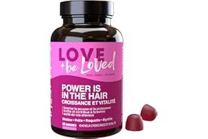 Love and be Loved | Gummies Pousse des Cheveux “Power is in the Hair” | 60 Gommes | Cure 1 Mois | Complément Alimentaire à base de Biotine, Prêle, Roquette, Myrtille, Zinc, … | Made in France