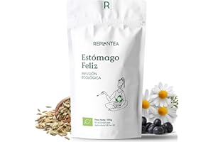 REPLANTEA CUIDAMOS TU NATURALEZA INFUSION DIGESTIVA Estómago Feliz 100% Ecológica 100g (50 Tazas) | INFUSION DIGESTION con Hinojo, Rooibos Verde, Manzanilla, Diente de León, Arándano REPLANTEA®