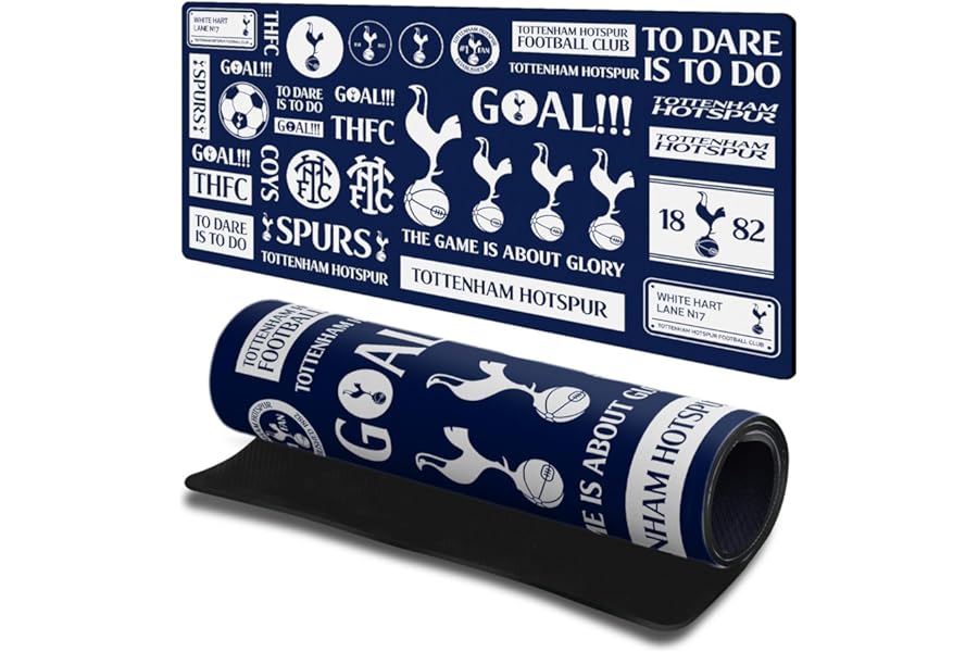 Head Case Designs Officially Licensed Tottenham Hotspur F.C. Sticker Collage Logo Art Gaming Office Desk PC Keyboard Mouse Mat Pad 23.62 x 11.81 x 0.12 inches (600 x 300 mm) - L