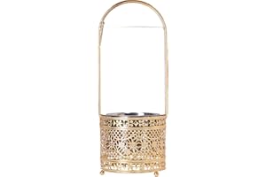 Luna Orientalischer Edelstahl Kohlekorb Groß, Kohlekorb Grill, Kohlekörbe, Kohlebehälter, Holzkohlekörbe, Kohleschale mit Sicherheitsgriff, Hitzebeständig - L, Gold
