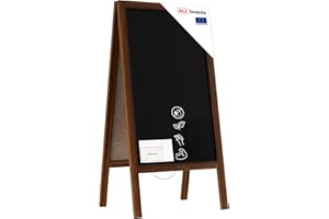 ALLboards Lavagna Nera da Gesso con Cavalletto 100x50cm, Struttura in Legno, Scrivibile con Gessetti e Pennarelli a Gesso, per Bar Ristoranti Locali