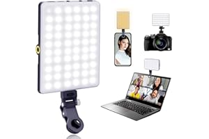 EFILERUP 60 Luces LED para Selfie, 3 Modos de iluminación, Clip Recargable para teléfono/portátil/cámara y CRI 97+ para portátil/teléfono, cámara de iPhone, videoconferencia, Youtube, TikTok (Black)