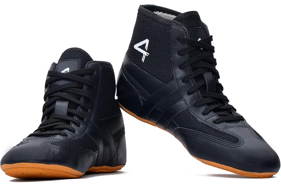 QUIVE Kabaddi - High Top Pro Wrestling Shoes Navy Blue, Red & Black Unisex Wrestling Boots Non-Slip Rubber Sole, Breathable Sweat Resistant, Extremely Lightweight