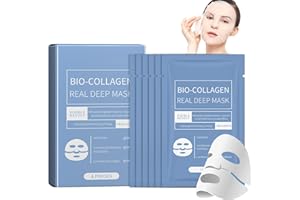Bio-Collagen Deeper Mask, Kaluofan 6PCS Maschera Viso Coreana, Maschera Dratante Antirughe, Collagene Idrolizzato per la Cura e il Rassodamento Della Pelle