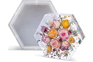 Wealike Stampi in resina, stampi in resina in silicone grande (20 x 22 x 5 cm), stampi esagonali in resina per la conservazione dei fiori, stampi profondi per colata in resina