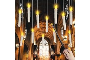 ‎DZAY 12 Stück Halloween Deko Schwebende Kerzen,Flackernde Flammlose LED Kerzen mit Zauberstab,Led Stabkerzen mit Timerfunktion und Fernbedienung Hängende Kerzenlichter für Party Kirche Hochzeit Home Deko