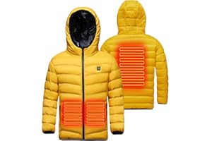 KHIRVWL Manteau Chauffant Enfant Hoodies, Doudoune Chauffante Enfants USB, Veste Chauffant Electrique Garçons Filles Avec 3 Zones De Chauffage, Blouson Manches Longues,Coupe-Vent, Imperméable,Sécurité
