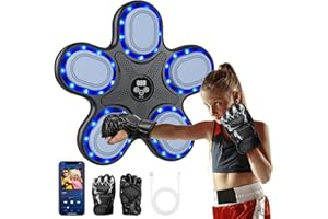 IERAKOR Machine de Boxe Musicale pour Enfants, Boxe Mural Musique avec Bluetooth, Gants Inclus, 9 Vitesses & 9 Modes, Effets Sonores et Lumineux, Music Boxing Machine pour 6 à 12 Ans