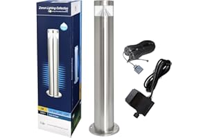 LONG LIFE LAMP COMPANY LED Bollard Modern Stainless Steel Garden Lamp Post Warm White Light with 12v Transformer ZLC046WW