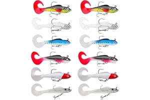 RJFUJP Pike Lures Fishing Set, 12 Premium Pike Fishing Lures in 6 Varied Designs, Essential Perch Lure for Saltwater and Freshwater Angling in Reefs, Estuaries and Rivers
