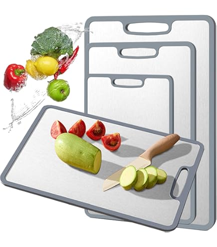 Double Sided Cutting Board – Pure Titanium & Wheat Straw PP, 16x11 Inches, Juice Groove & Garlic Grinding Zone