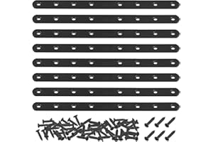 Mardatt 8 Sets 250 x 20 mm schwarze gerade Klammer-Reparaturplatten für Holz, strapazierfähig, Eisen, Metall, flache gerade Strebe, Verbindung mit Befestigungsschrauben