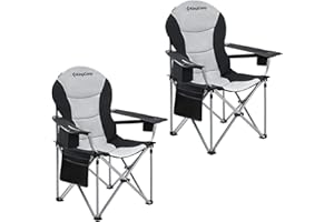 KingCamp Silla Plegable Camping Resistente con Soporte Lumbar Sillas Plegables Acolchadas con Nevera Portátil y Reposabrazos Silla Pesca para Exterior Jardin