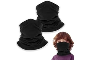 SEFIRST 2 Pièces Cache Cou Elastique pour Enfant, Multifonction Cache-Cou col Nez Hiver, Tour de Cou Coupe-Vent et Respirant Snood pour Moto, Cyclisme, Ski, Course à Pied, Taille unique, Noir