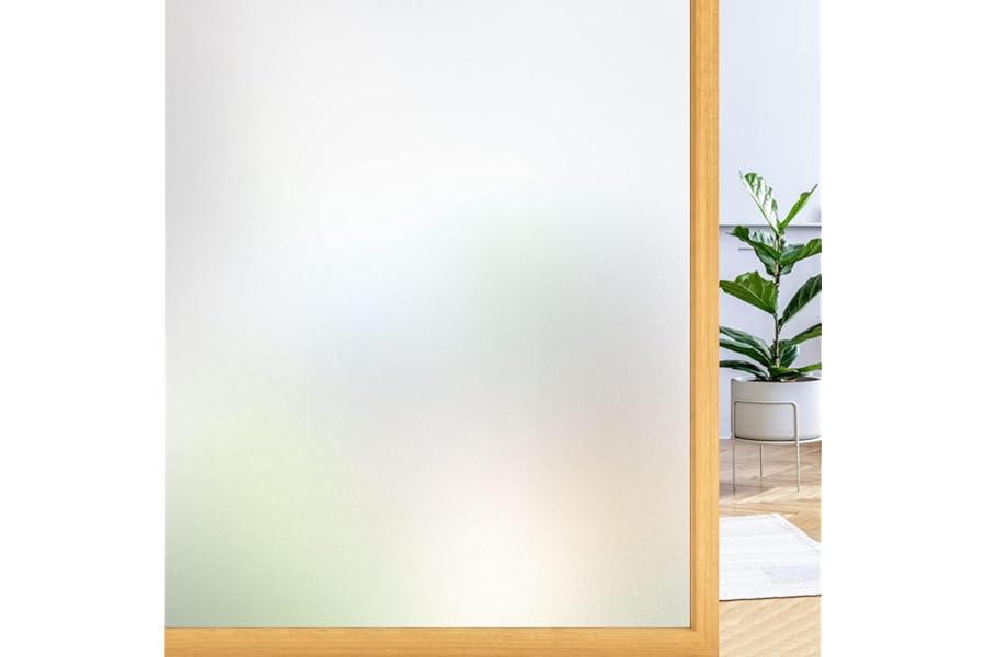 rabbitgoo Window Film Privacy Film for Glass Windows 44.5x200 cm, Frosted Glass Sticker Static Cling without Glue for Bathroom Home Office Matt