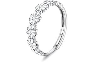 Milacolato Anelli Donna Argento 925 Anello Margherita Giallo/Rosa Zircone Cubico Anello Aperto Regolabile Sottile Statement Anelli da Dito Anello d'Argento Anelli per Pollice Donna Ragazze