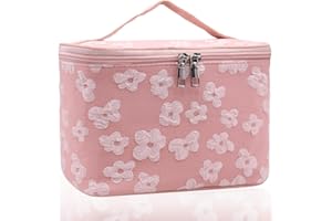 YUKNEES Kosmetiktasche Mädchen,Schminktasche Organizer, Makeup Tasche,Schminkbeutel mit Pinselfach,Make Up Kosmetiktasche Geschenk für Damen und Mädchen(Rosa)