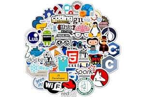 CANVERLENS Zestaw 50 naklejek winylowych dla programistów, na butelki z wodą, laptopy, samochody, deskorolki, dekoracje jaskiń dla mężczyzn