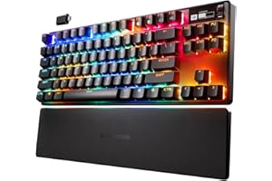 ‎STEELSERIES SteelSeries Apex Pro TKL Wireless HyperMagnetic Gaming-Tastatur – E-Sports TKL-Formfaktor – Anpassbares Ansprechverhalten – PBT-Keycaps – Bluetooth – 2,4 GHz– USB-C – Deutsches Tastatur (QWERTZ)