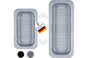 Lutranstra Colador Sobre el Fregadero (36-49cm), Escurridor Fregadero de Cocina, Cesta de Filtro Extensible con Agujeros, Bandeja de Filtro Para Escurrir Pasta Cocida, Lavar Verduras y Frutas