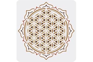 FINGERINSPIRE Plantillas de Dibujo de Flores de la Vida Divina Plantillas de Pintura de 30 x 30 cm Plantillas de plástico Decorativas cuadradas para Pintar sobre Madera, Piso, Pared y Tela