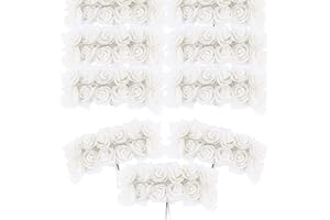 BETESSIN 144pz Rose Finte Bianche (Dia. 20mm) Teste di Fiori Rose Finte Artificiali Teste di Rose Bianche Finte in Schiuma per Decorazione Sposa Matrimonio Festa Nuziale Valentine’s Day Casa Fai da Te