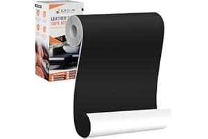 Xroam Simili Cuir Autocollant, 12x160 cm Noir Lisse, Patch de Réparation en Cuir Auto-adhésif, Reparation Autocollant Cuir Patch Rénovation pour Canapés, Sièges de Voiture, Chaises