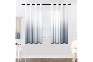 MRTREES 2 Piezas Cortinas Salon Visillos Cortos Translúcida Visillo Color Degradado Leve de Dormitorio Moderno Ventana 140×175cm Gris Visillos Salon Paneles para Habitacion Niños Sala Comedor Balcon
