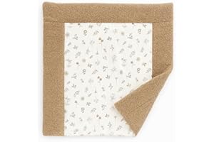 BABEES Wickelauflage 75x75 cm Baby Wickelunterlage Wickeltischauflage aus Baumwolle mit Boucle, weiche hygienische Unterlage zum Windeln Wechseln Wickelmatte Beige